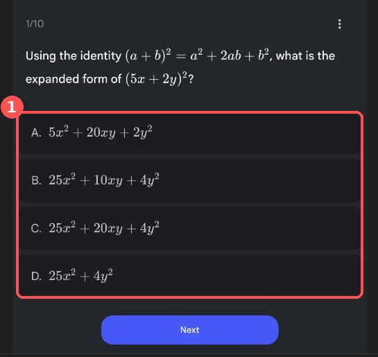 Quiz question 1 of 10. The options (1) carry the common mistakes.